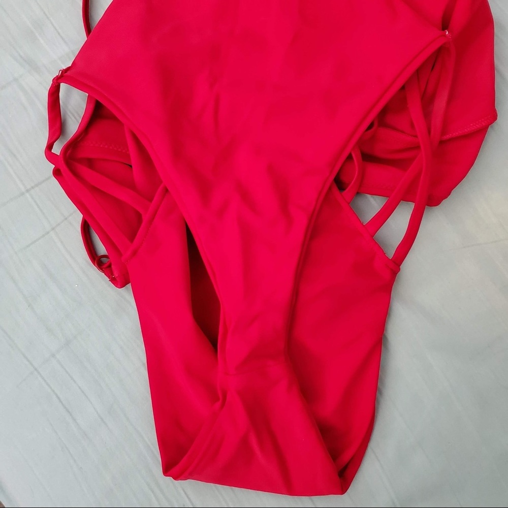 Tobi | red lace up one piece swimsuit - Picture 6 of 6